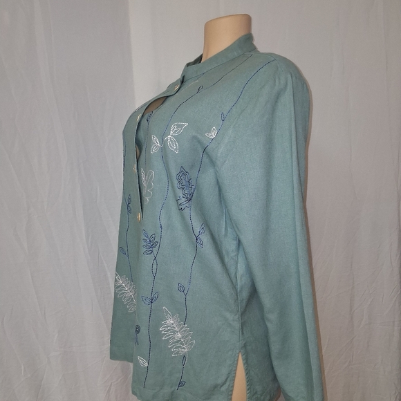 CEDAR CANYON Embroidered Green Button-Upembroiderry  sequins   Blouse Sz m - Picture 6 of 17